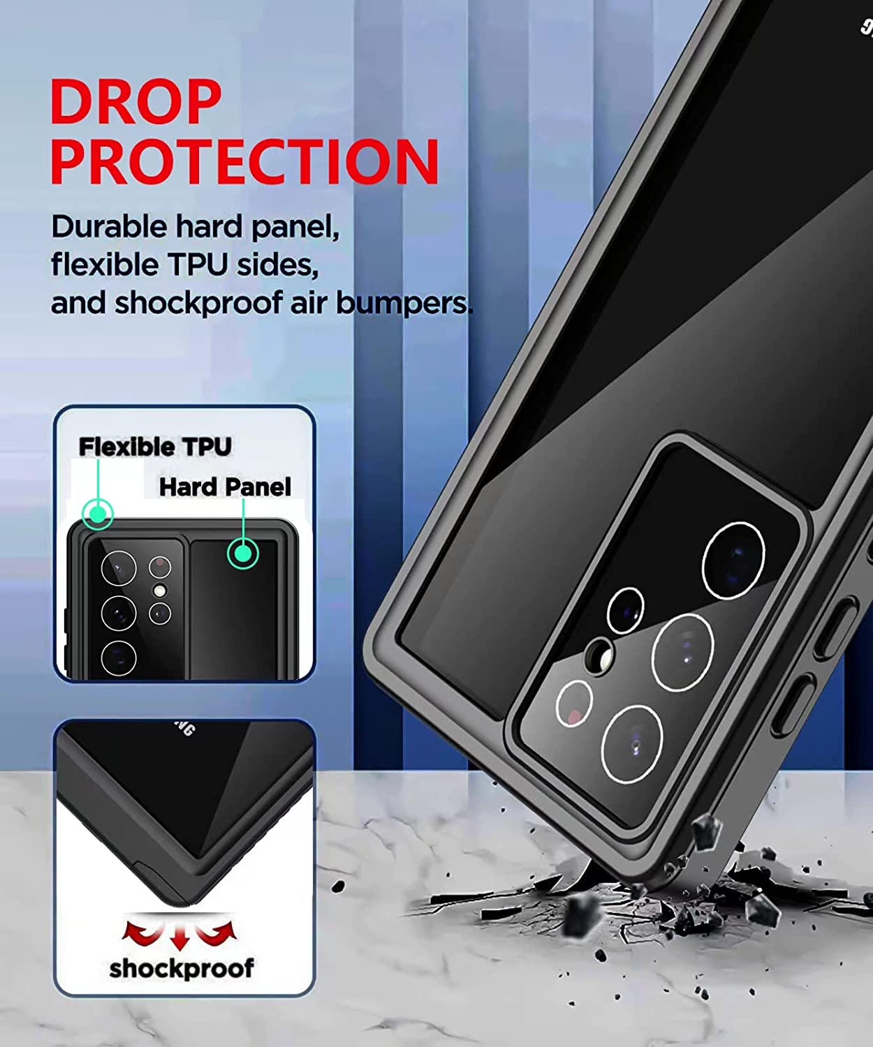 meritcaseSamsung Galaxy S22 Ultra Case, Waterproof Builtin Screen