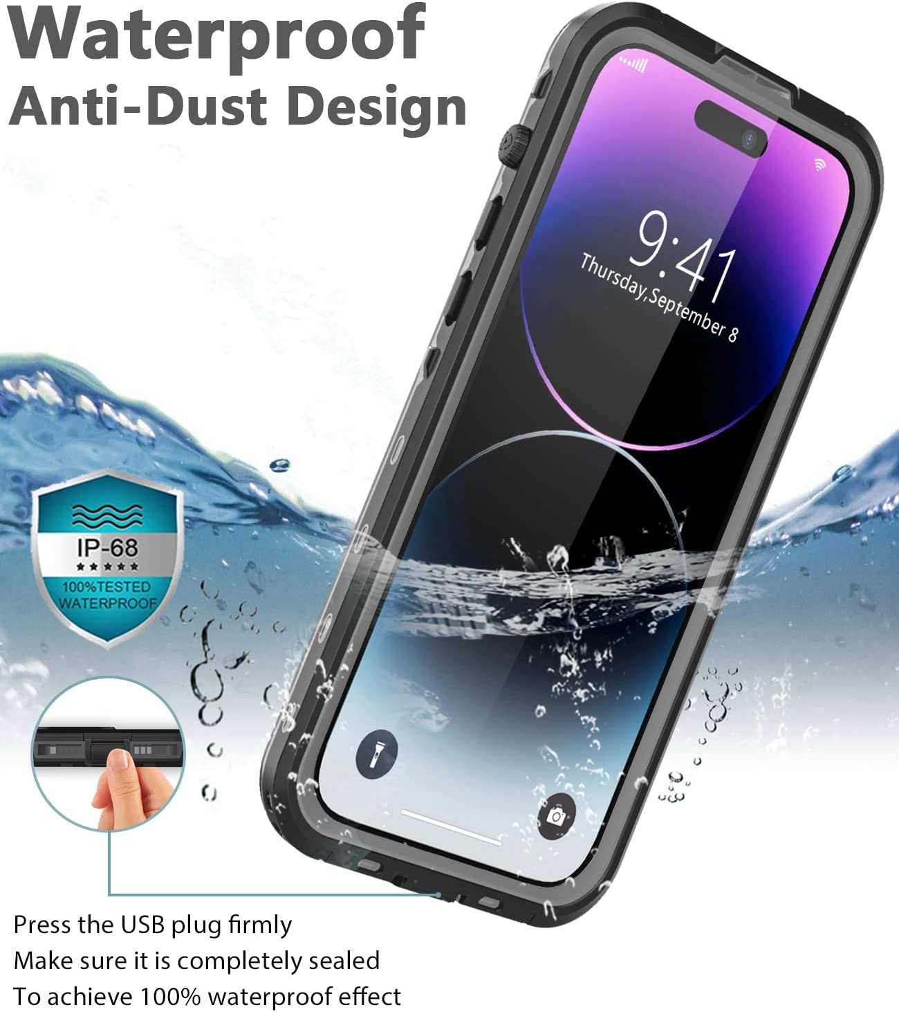 meritcaseiPhone 14 Pro Waterproof Case, Shockproof Dustproof Phone