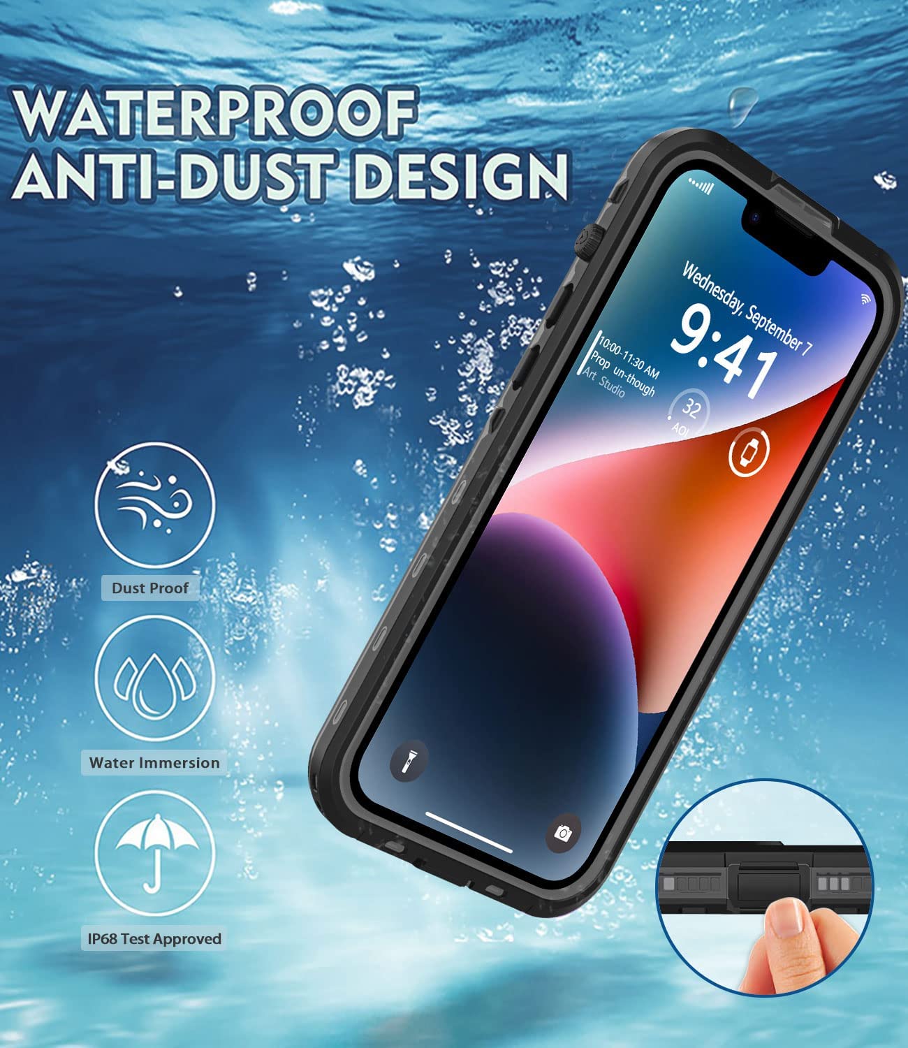 meritcaseiPhone 14 Plus Waterproof Case,Shockproof Dustproof Sturdy
