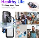 iPhone 16 Pro Case Waterproof, Built-in Screen & Camera Protector IP68 Underwater Full Body 16FT Military Dropproof Shockproof Phone Case 6.3"-Black/Clear