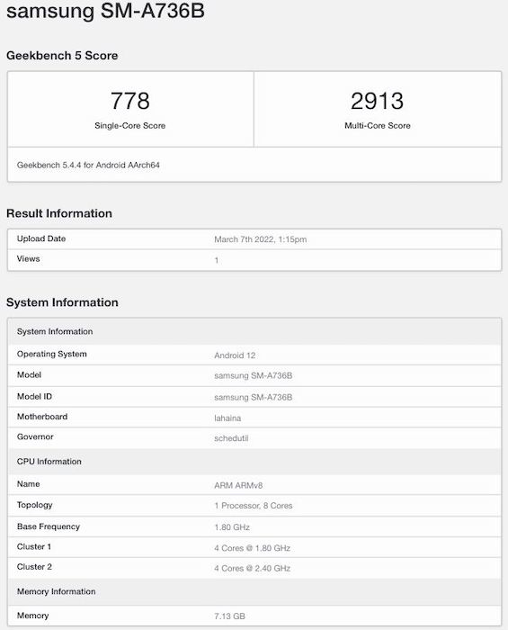 samsung a73 geekbench